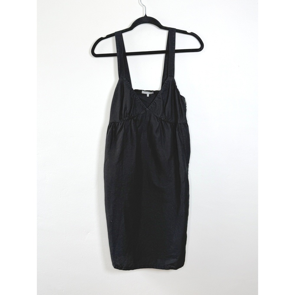 James Perse Jumper Dress Women M Black Pinafore Linen Blend Minimalist Lagenlook
